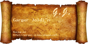 Garger Jolán névjegykártya